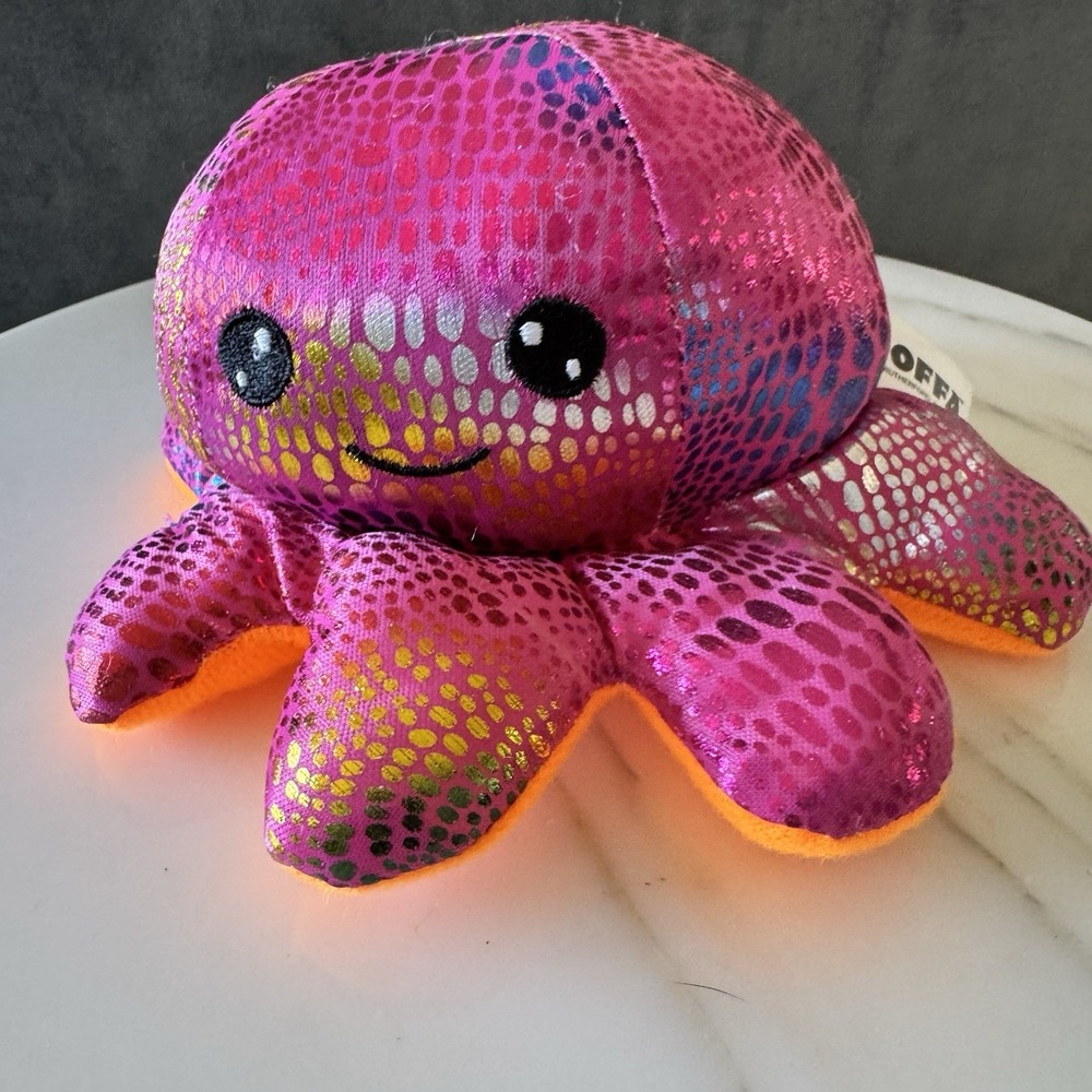 GOFFA HAPPY OCTOPUS PLUSH /STUFFED ANIMAL Metallic Pink /orange